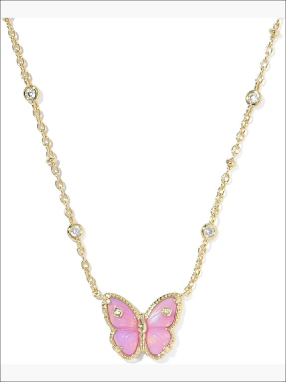 Gold Plated Brass Butterfly Pendant Necklace with Created Opal